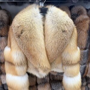 Luxurious Tan and White Fur Jacket